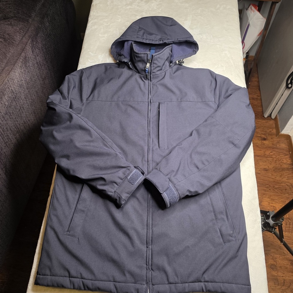 Weatherproof Men's Ultra Tech Mens Jacket Fleece  Removable Hood‎ Size M NAVY